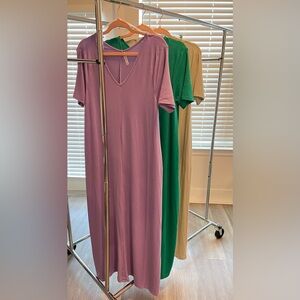 3 MAXI DRESS BUNDLE WITH POCKETS, LOUNGEWEAR, DORM READY, CASUAL SIZE LARGE